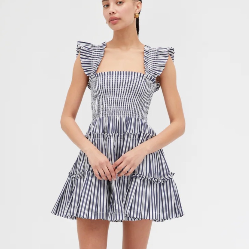 NWT Sold Out Hill House Home The Charlotte Nap Dress Mini in Navy Stripe XXS